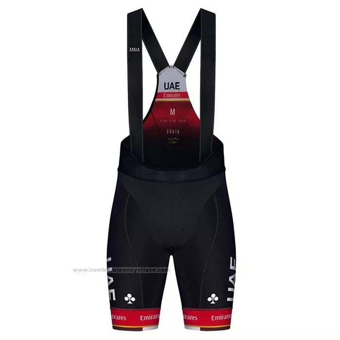 2021 Maillot Cyclisme UAE Noir Blanc Rouge Manches Courtes et Cuissard